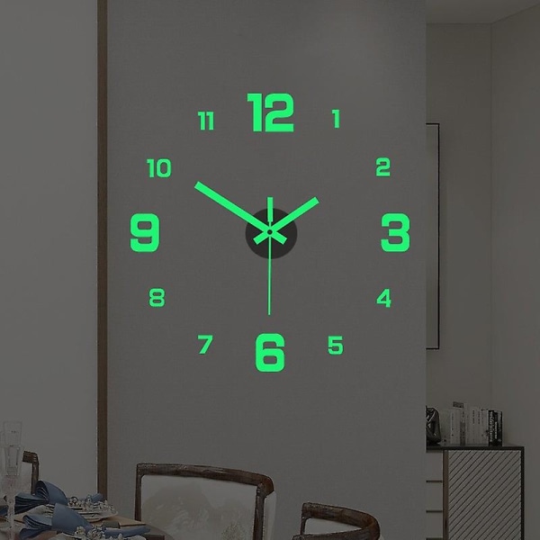 40 cm 3d väggklocka självlysande ramlösa väggklockor Gör-det-själv digitala klocka i akryl Heminredning (FMY)