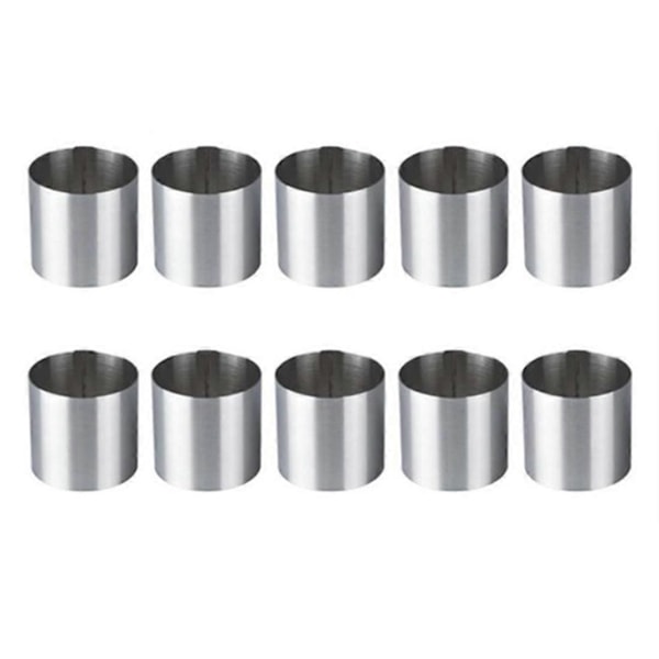 10 Stycken Mousse Ringar i Rostfritt Stål Runda Kakformar Tårtform Kök Bakning Konditoriverktyg för (FMY) silver