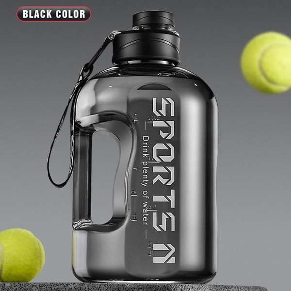 2,7l vandflaske til vandreture Fitness Camping Udendørs Gym Træningsflaske (FMY) Black 2.7L