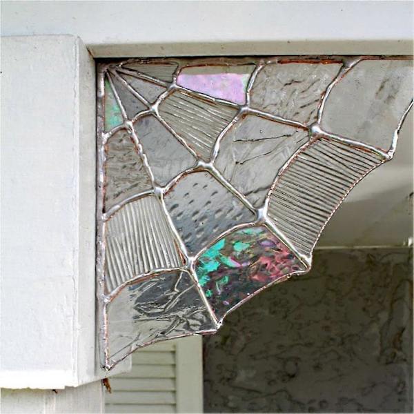 Hämähäkinseitit Stained Glass Ikkuna Seinäkoriste, Hämähäkinseitit Ovikoriste, Ovikoriste Seinäkoriste Halloween Pelottava Hämähäkinseitit Ovi Kulmamerkki (FMY) C