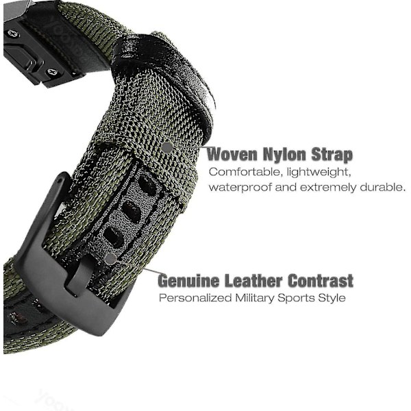 22 mm Nylonband Passar Garmin Fenix 5/fenix 6 (grön)  (FMY)