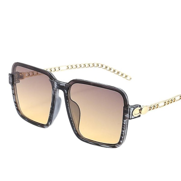 Wekity Fashion Chain Temple Square Stor Frame UV-blockerande solglasögon (FMY)