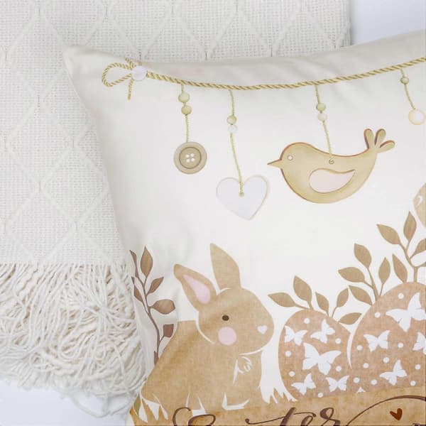 4 örngott sammet påskhare & ägg design vårdekor (FMY)