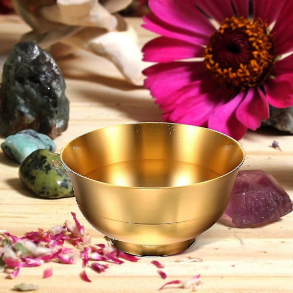Buddhistisk Messingskål Tilbedelsesskål Delikat Messing Offer Skål Desktop Tilbedelsesskål Ornament - Ri (FMY)