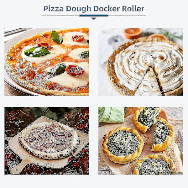 Pizzadeig Docker Rullepinner Bakverk Deigverktøy, Rustfritt Stål Håndtak Rullepinne Hullmaskin For Kake Pai Kjeks Brød Bakverk Baking Matlaging (FMY)