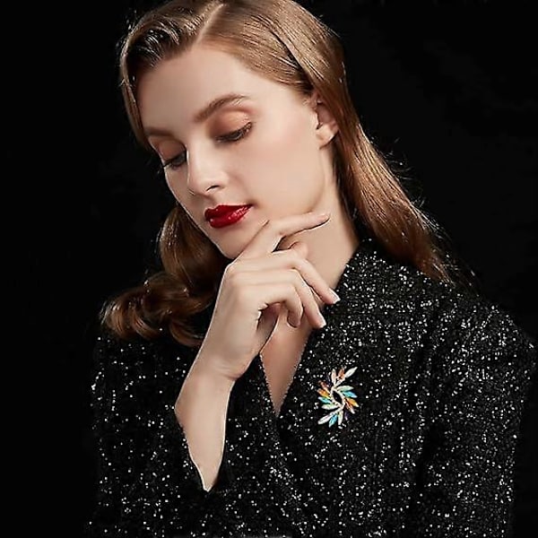 Brosch Nål för Kvinnor Blomma Brosch Elegant Simulerad Kristall Broscher - Färgglada (FMY)