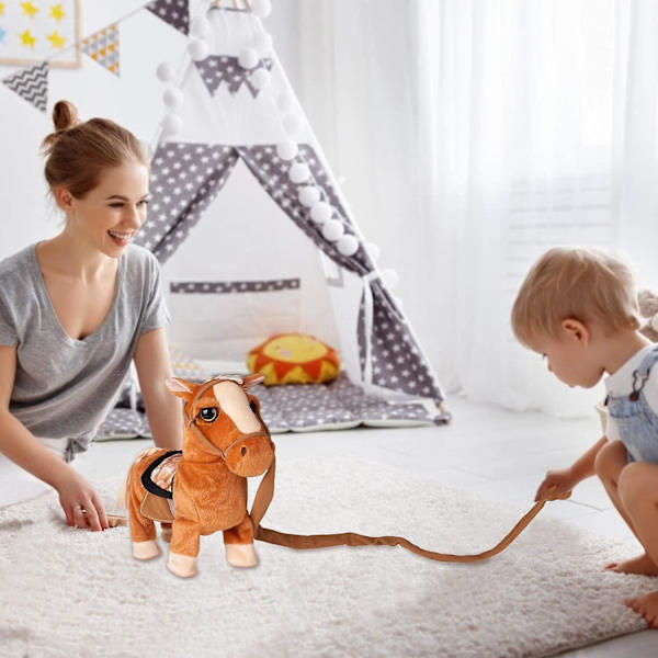 Gående Ponni Leke Musikk Syngende Dansende Plussj Interaktiv Ponni Gå Langs Leke Hest Med Leie Ponni Robot Plussj Stoffdyr Ristende Hode (FMY)
