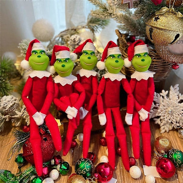 Jultomte Grinch Plyschleksak Ornament Julröd/Grön Monster Fylld Dock Heminredning Festpresenter För Barn (FMY) Red