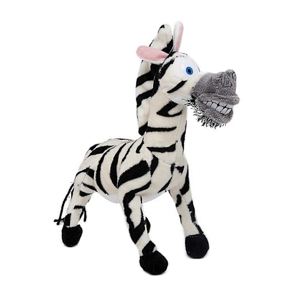 20-35cm 6 Styles Madagascar Plys Legetøj Udstoppede Bløde Dyr Dukker Giraf Flodhest Løve Pingvin Zebra Lemurer Figur Gave Til Børn (FMY) zebra