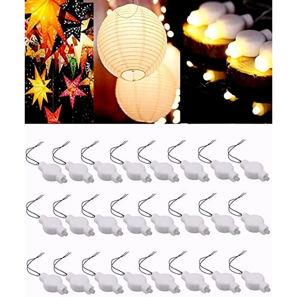 Små LED-lampor, 24-pack, batteridrivna för papperslyktor, ballonger, blommor, bröllop och festivaldekorationer (varmvitt) (FMY)