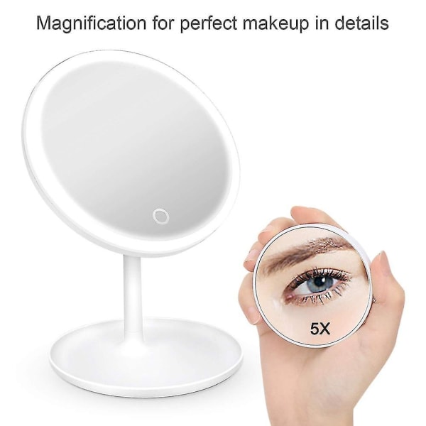 Kosmetisk speil, Led sminkespeil med lys med 5x forstørrelse