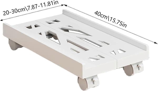 Mobil PC Tower Stativ - Justerbar CPU Holder - Teleskopisk Skrivebordsstativ, Computer Tower Vogn Sort  (FMY) White