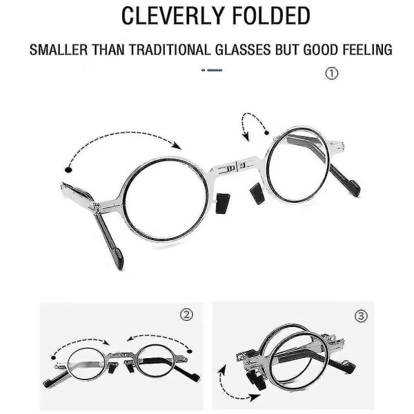 Bærbare sammenleggbare lesebriller Menn Metall Rund Firkantet Anti Blue Light Eyewear Presbyopia Briller Innfatning Dioptri +1.0 Til+4.0