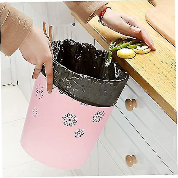 Plastisk skraldespand hul blomst papirkurv rund lågfri skraldespand beholder pink beholdere-mxbc  (FMY) blue