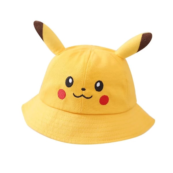 Pikachu Barnhattar Tryckt Fiskarhatt Japansk Anime Pot Tecknad Solskydd Bucket Hatt (FMY) Mesh-yellow 48-51cm