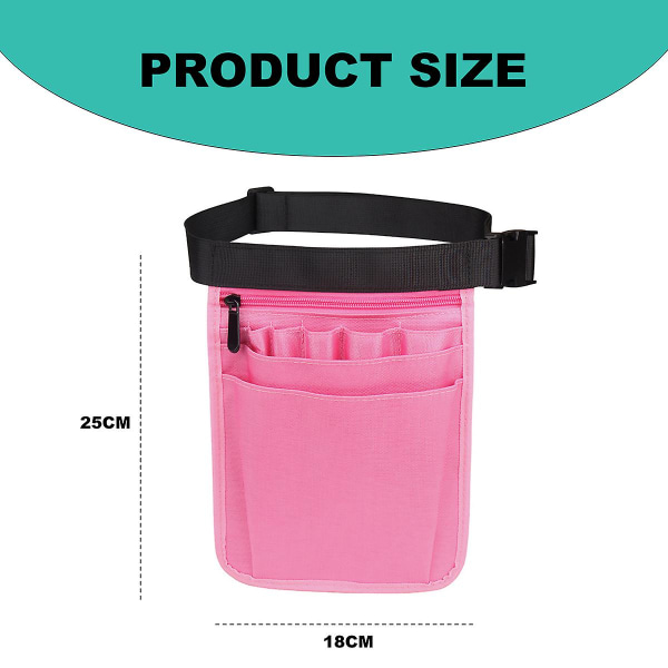 Sygeplejerskepakke til kvinder og mænd - Multi-rum Sygeplejerskepakke Organizer Utility Medicinsk Gear Hoftepose (FMY) Pink 25*18cm