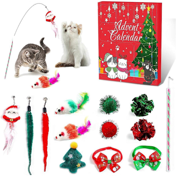 Katt Leksaker Adventskalender 2024, 2024 Julkalender för Katter, Adventskalender för Katter, Julgåva för Kattälskare (FMY) 1pc