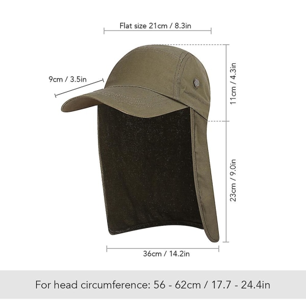 Herrar UPF 50+ Solkeps med Bred Brätte Fiske Solkeps Hatt med Halsklaff (FMY) Black