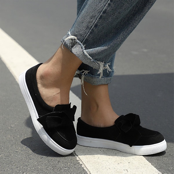 Naisten kengät Bow Flat Tennarit Slip On Tennarit Pumput Kengät (FMY) Black 39