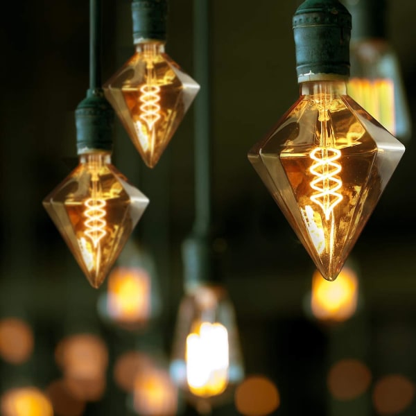 Vintage Led Edison Bulb E27 Retro glødelampe 3w dekorativ spiral diamantlampe, antik guld varmhvide lamper, ikke-dæmpbar (FMY)