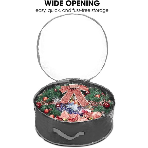 Wreath Storage Bag 30", Garland Holiday Container With Clear Window Polyester (FMY)