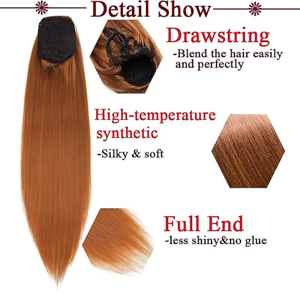 22\" Yaki Straight Hestehale-forlengelse med snor for kvinner (FMY) red 22inches