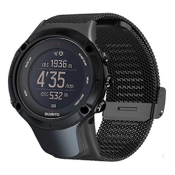 Til Suunto Ambit3 Peak/Ambit2 Urrem Milanese Rustfrit Stål Mesh Rem (FMY) Black Suunto Ambit 3