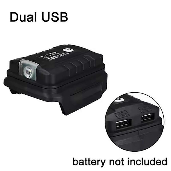 Strømforsyning for Makita-Litium-ion Batteri Hurtiglading LED-lys for Utendørs Bruk (FMY) Black Dual USB