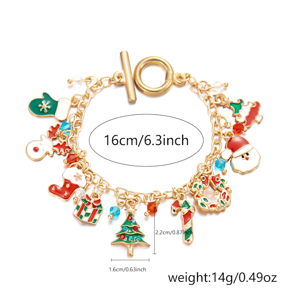 Søte jule-serie Santa Claus tre elg anheng armbånd for kvinner håndlaget OT kjede Thanksgiving jul fest smykker gaver (FMY) BR24Y0466-2