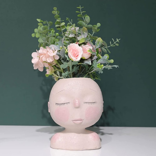 Ihmisen pään muotoinen kukkaruukku – ulko- ja sisäsisustus viemärireiällä kotiin, toimistoon, puutarhaan