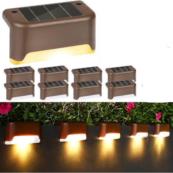 Solar Deck Lights Outdoor, 4/8/12 Pack Solar Step Lights Vedenpitävät Led aurinkolamput ulkoportaisiin, askelmiin, aidoihin, kaiteisiin, pihaan ja patiolle (FMY) brown shell 8 Pack