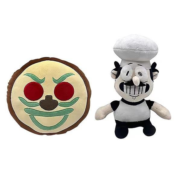 Peppino Pizza Tower -pehmolelu, Piirretty Pizza-kasvot, Täytetty söpö eläin Koti-koristeena Talonlämmityksen lahjoina Pizza Tower -pelin faneille Monivärinen (FMY) Chef
