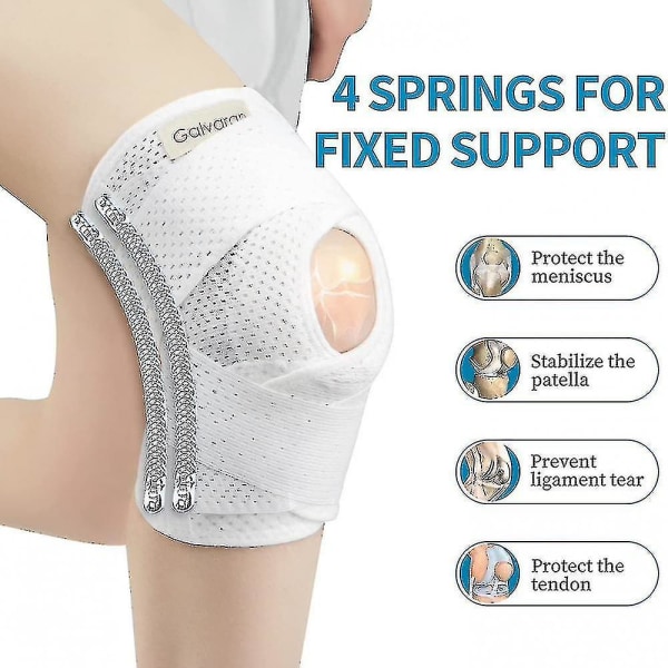 Knee Brace With Side Stabilizers For Meniscal Tear Knee Pain Acl Mcl Arthritis Injuries Recovery, Breathable Adjustable Knee Support-white  (FMY)