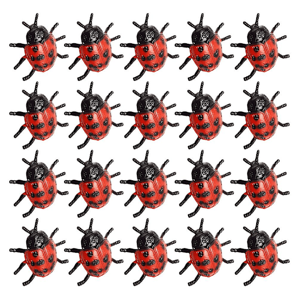 25 kpl PVC-simuloitu leppäkerttu malli, temppu pelottava lelu, simuloitu pieni hyönteinen (FMY) Red 4.00X3.50X1.00CM
