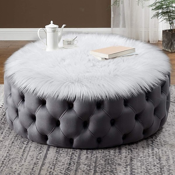 Synteettinen lampaannahka, mukavan tuntuinen aidon villan tekoturkismatto, keinotekoinen luksusvillamatto sohvatyyny (valkoinen, 30 x 30 cm)