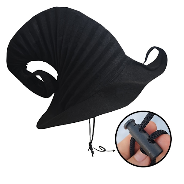 Spooky Witch Hat with Ruffle Trim - Perfect for Halloween & Carnival Costumes, Dark Style Black Cosplay Headwear  (FMY)