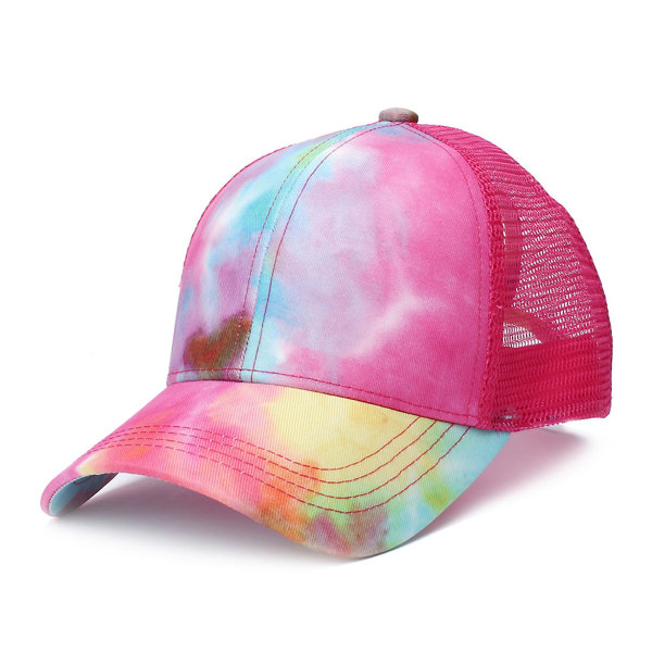 Unisex Tie Dye Justerbar Snapback Outdoor Sports Hat Bomuld Hip Hop Baseball Cap (FMY) Rose Red