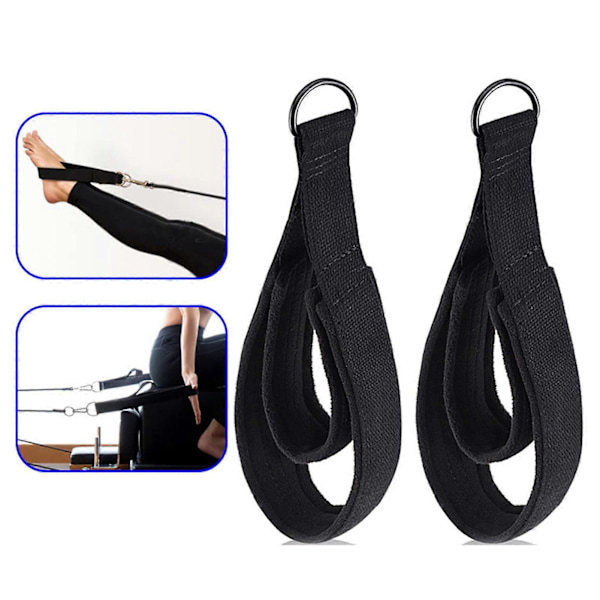 1 par Pilates Stropper Pilates Dobbelt Løkke Strop Reformer Fitness D-Ring Stropper Polstret Pilates Udstyr D-Ring Yoga Træningsstropper Tilbehør Black