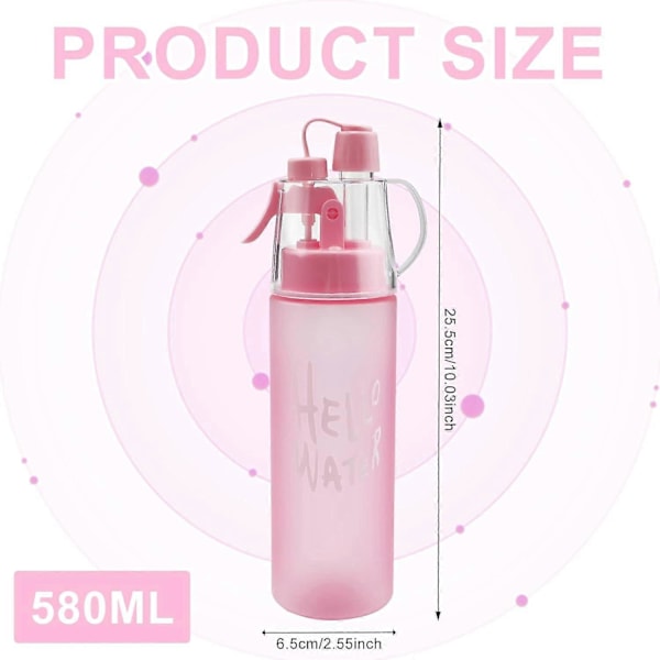 Vesisuihkepullo Sumuttava Vesipullo Urheiluvesipullo Ulkoiluun 580ml Juomapullo Käännettävällä Pillillä, Kostutukseen Co (FMY) Frosted Powder