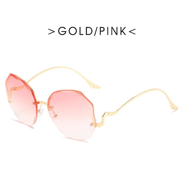 Klassiske kantløse solbriller Metalramme Diamantskærende linse Clear Eyewear Modesolbriller til kvinder (FMY)