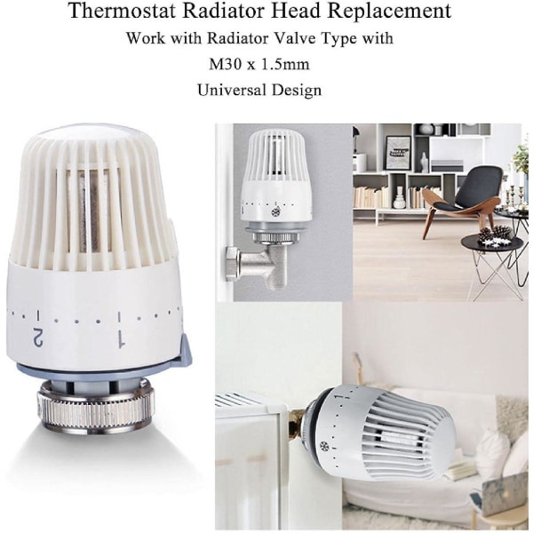 Termostatiskt radiatorhuvud, TRV radiatortermostathuvud M30 X 1.5 Radiatorventilersättningshuvud Termostatiskt radiatorventilhuvud (FMY)