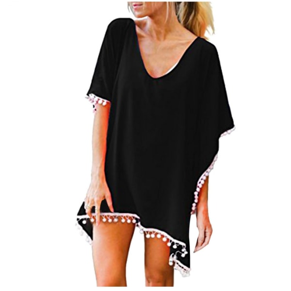 Women's Chiffon Swimsuit Beach Bathing Suit Cover Ups For Swimwear --- Black Dsize S (FMY)