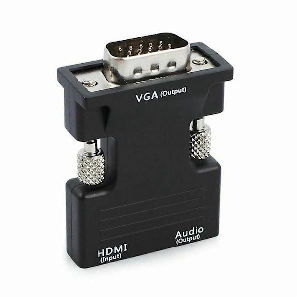 1080P HDMI-yhteensopiva naaras VGA uros -muunninadapteri audiokaapelilla PC HDTV:lle (FMY) Black