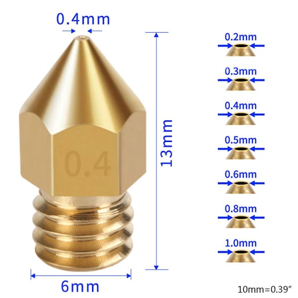 Keltainen metalli 3D-tulostimen tarvikkeet Hyvä thermal, korkea kovuus Mk8 (FMY)