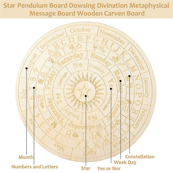 Star Pendulum Board Wooden Dowsing Board Divination Metaphysical Message Board (FMY)