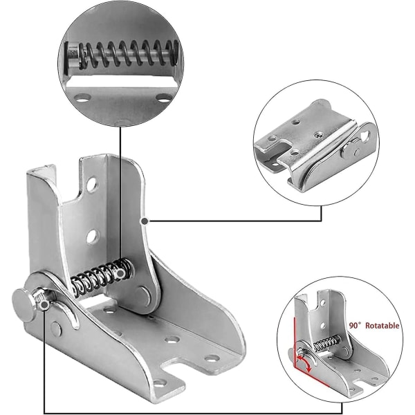 4 stk 90 graders selvlåsende sammenleggbar hengsel, sammenleggbare ben støttebrakett bordforlengelsesbrakett bordben sammenleggbar brakett (FMY)