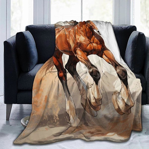 Hästfilt för pojkar män vuxna Fleece Flanell Springande Häst Bekväm Lättvikts Pläd Filtar för Soffa Rese Sängkläder Dekor (FMY) 40x30 Inches
