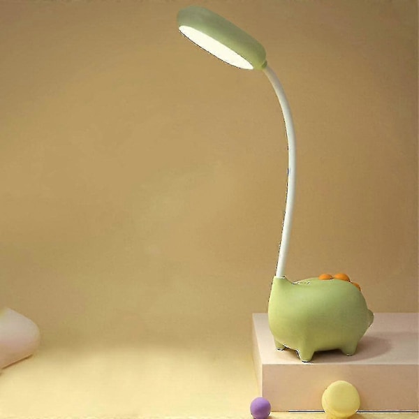 Dinosaur Fleksibel USB Touch Skrivebordslampe, Fleksibel Hals LED Skrivebordslampe Justerbar Lysstyrke For Kontor Studier Lesing, Grønn (FMY)