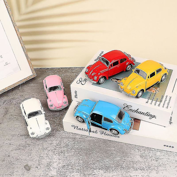Retro Beetle Diecast Pull Back Bilmodell Leksak För Barn Present Dekor Figurer  (FMY) White