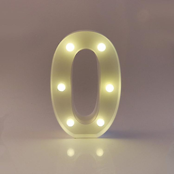 22cm LED Lysende Tal Hvide 0-9 Bryllup Fødselsdagsfest Batteridrevet Lampe (FMY) Number 0